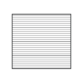 A black square with evenly spaced horizontal black lines inside, resembling window blinds, centered on a muted blue-gray background.