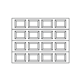 A simple line drawing of a chocolate bar with five rows and four columns of rectangular segments on a muted blue-gray background.