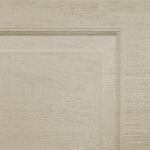Close-up of a beige, wood-textured door panel with a rectangular recessed design and subtle grain patterns.