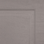 Close-up view of a wooden door panel with a rectangular inset design. The wood has a light grayish color and a subtle grain texture.