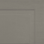 A close-up view of a gray wooden door panel, showing a rectangular raised border and subtle wood grain texture.